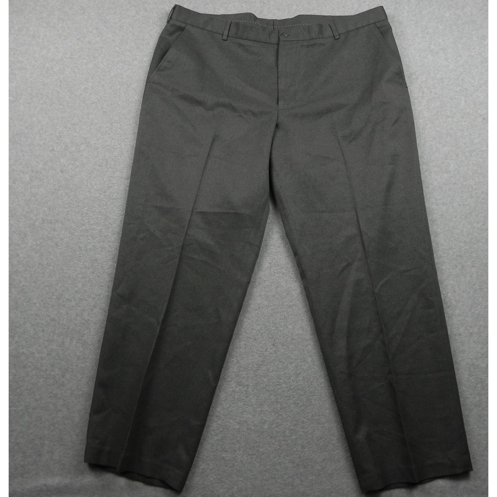 Van Heusen Pants Mens 42x30 Dress Slacks Suit Business Formal Flat Front Gray